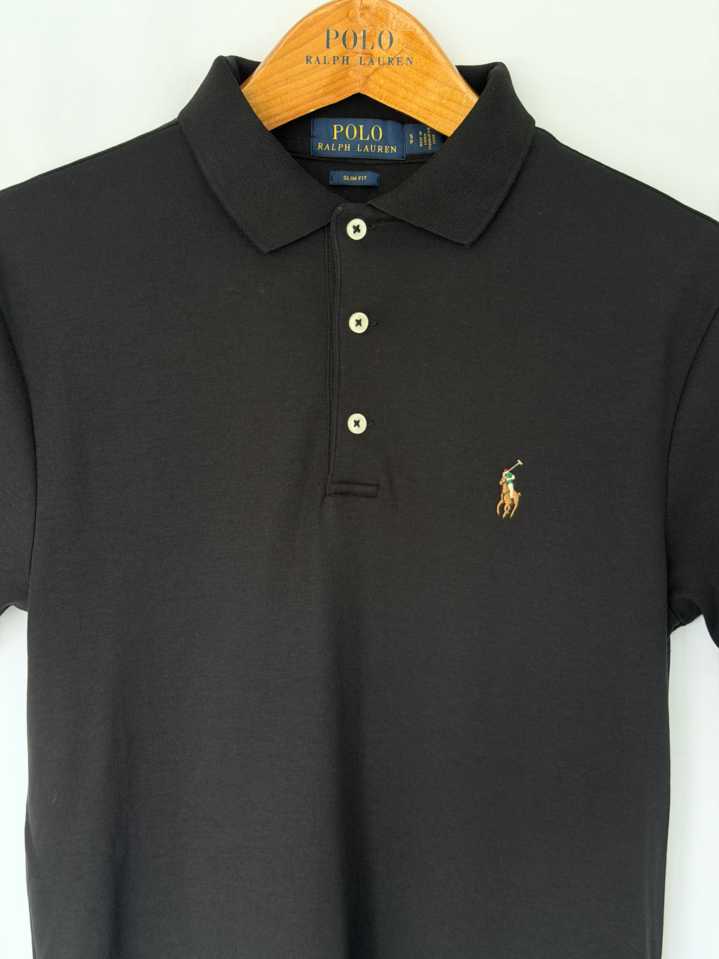 Polo Ralph Lauren Black Slim Fit Polo Shirt Size S
