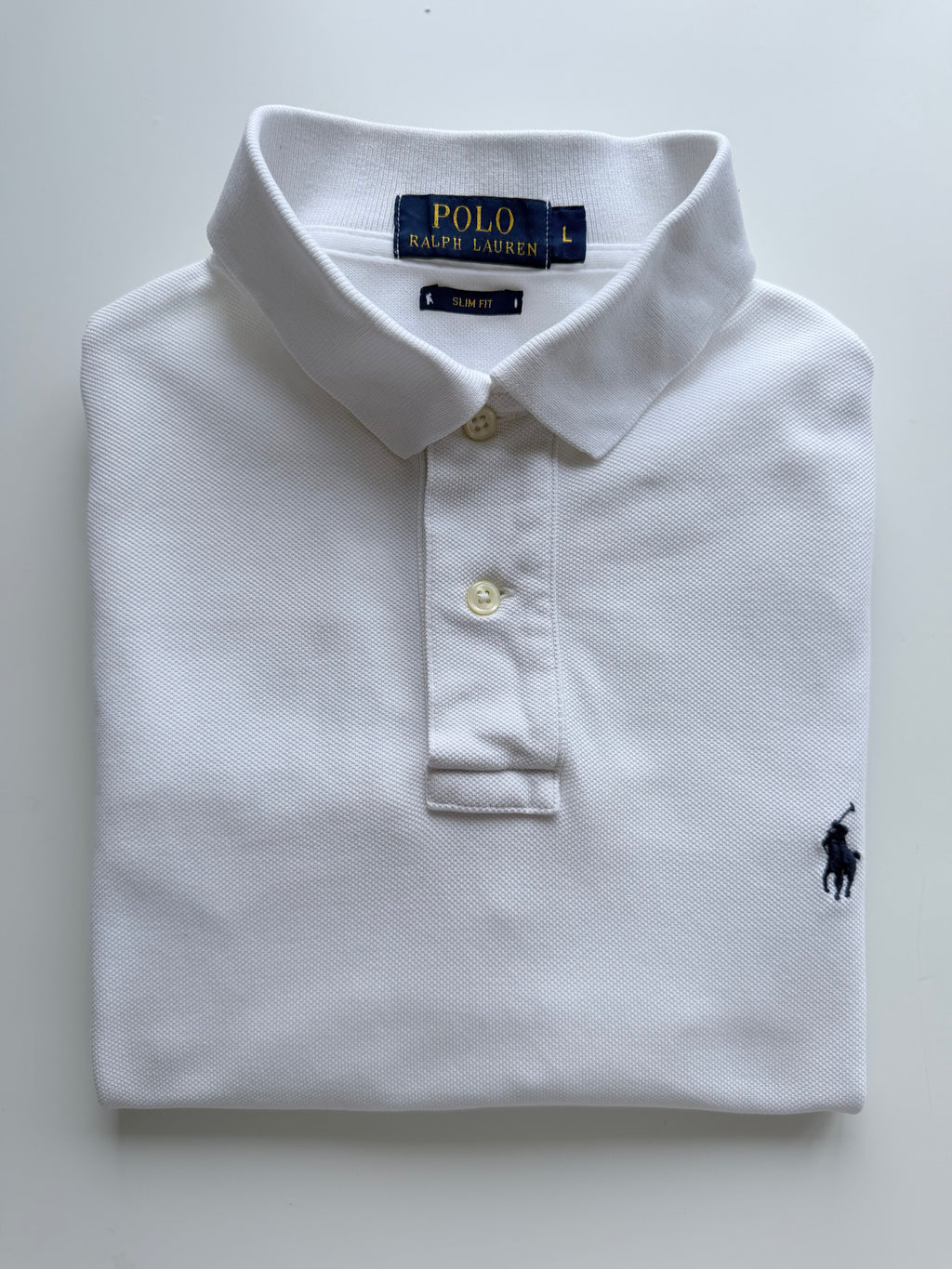 Polo Ralph Lauren White Slim Fit Polo Shirt Size L
