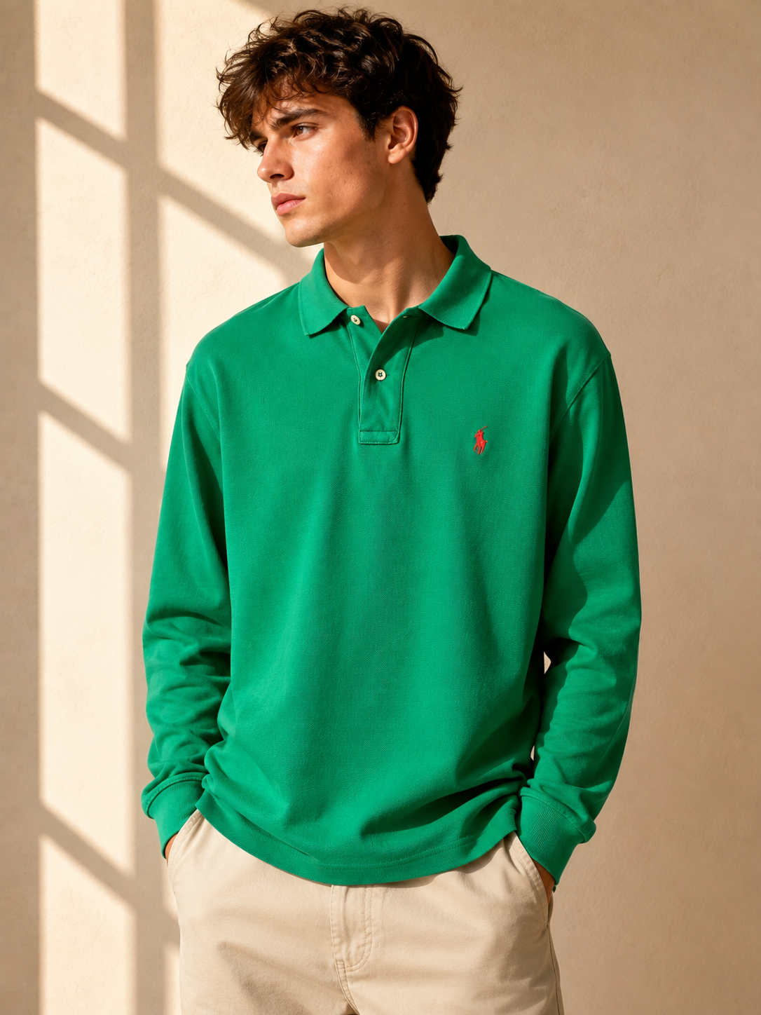 Polo Ralph Lauren Green Long Sleeve Polo Shirt Size XL