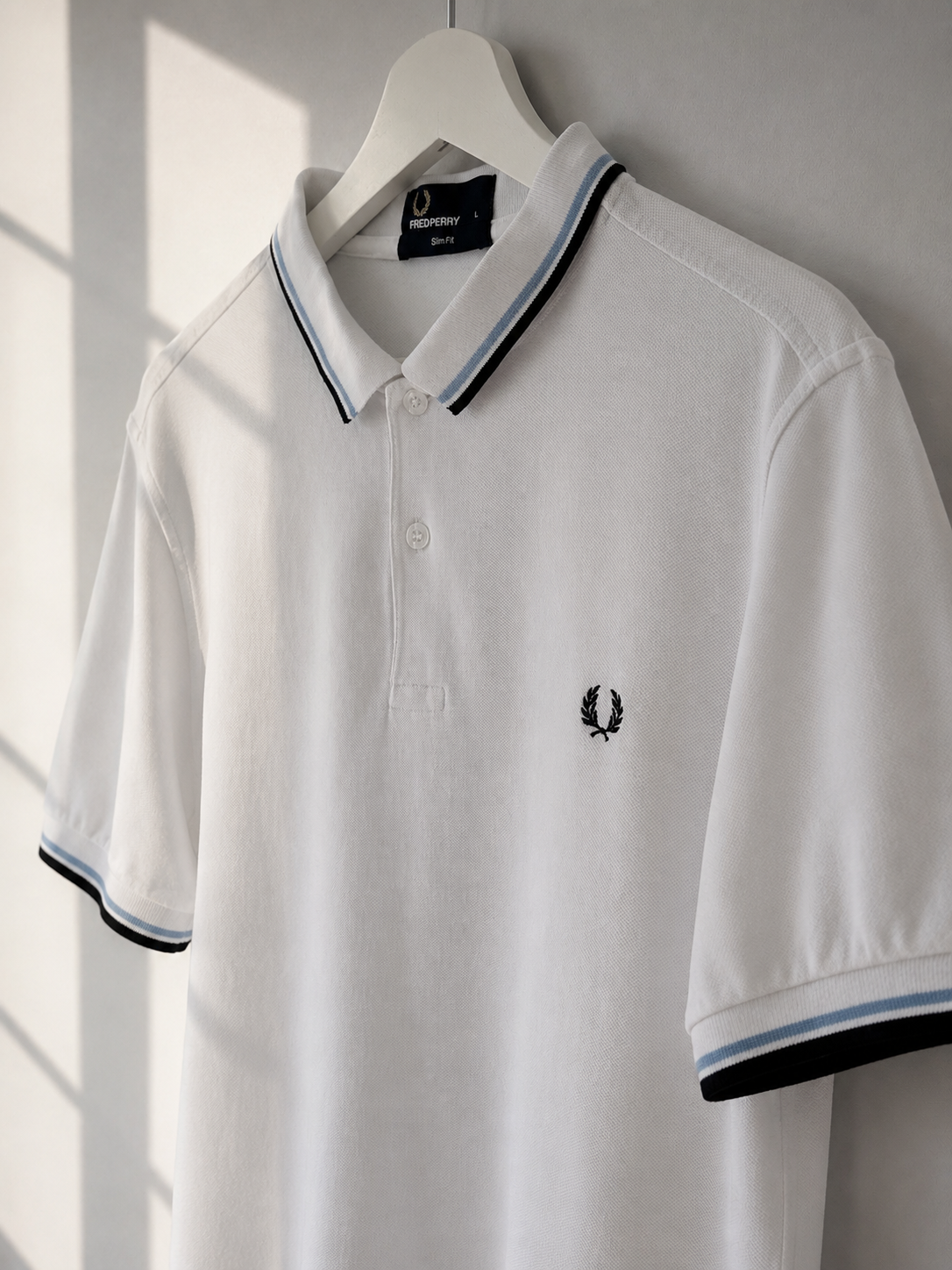 Fred Perry White Slim Fit Polo Shirt Size L
