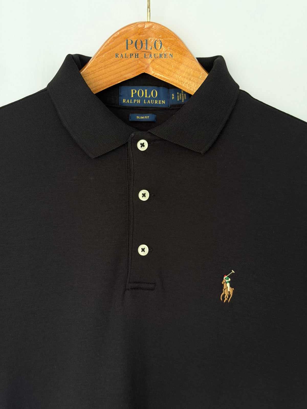 Polo Ralph Lauren Black Slim Fit Polo Shirt Size S