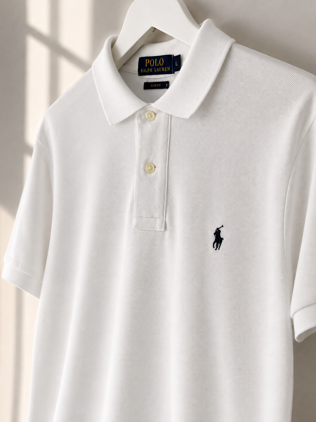 Polo Ralph Lauren White Slim Fit Polo Shirt Size L
