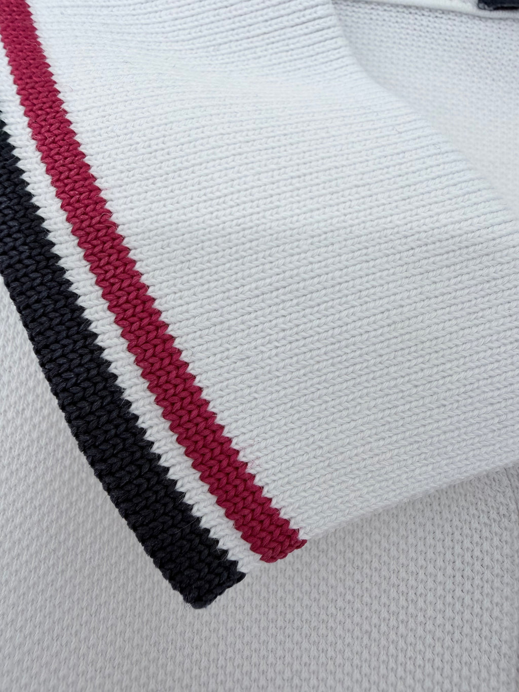 Fred Perry White Polo Shirt Black Red Tipped Collar Size L