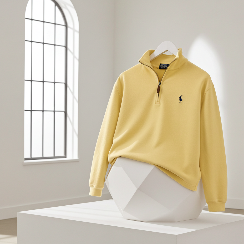 Polo Ralph Lauren Quarter Zip Jumper Light Yellow Size XL
