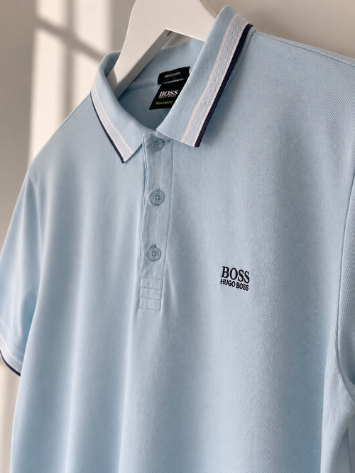 BOSS Hugo Boss Light Blue Regular Fit Polo Shirt Size M