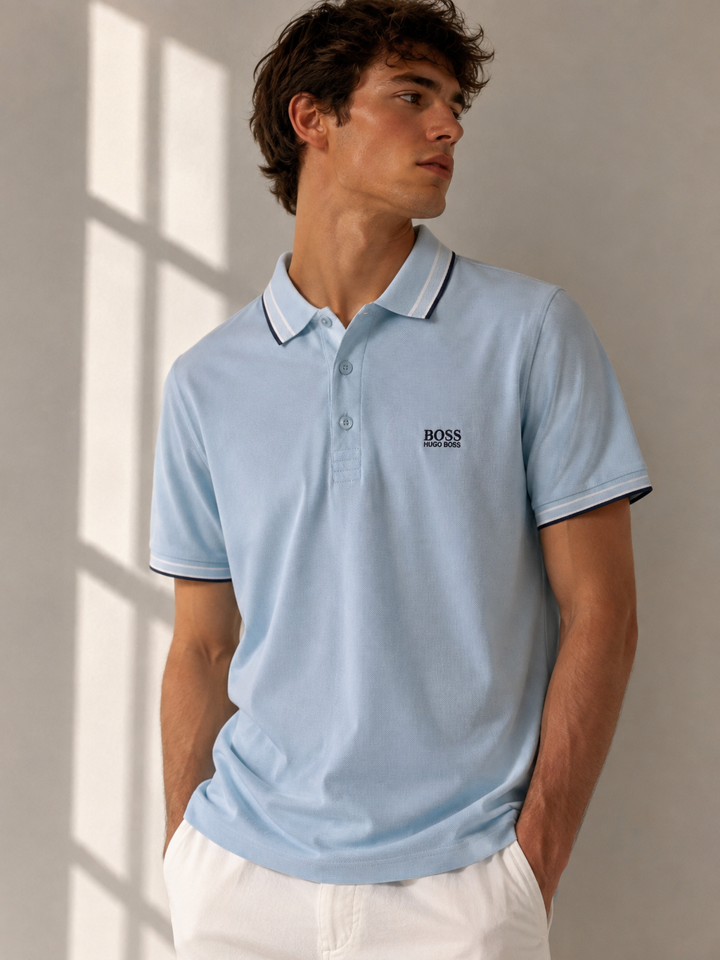 BOSS Hugo Boss Light Blue Regular Fit Polo Shirt Size M