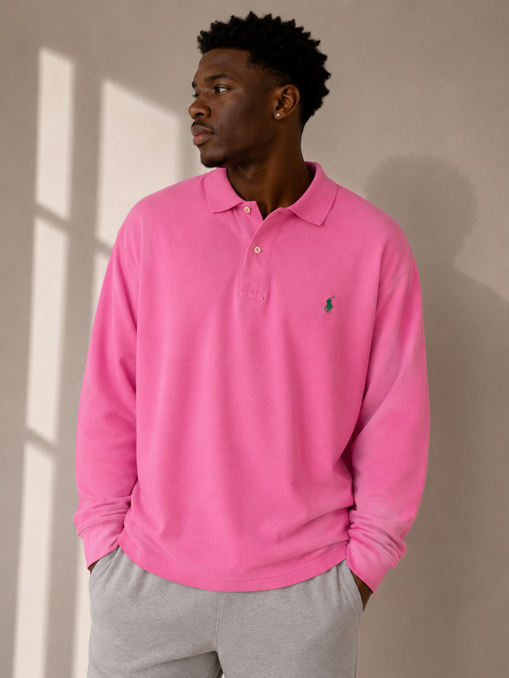 Polo Ralph Lauren Pink Long Sleeve Polo Shirt Size 2XLT