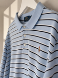 Polo Ralph Lauren Light Blue Striped Classic Fit Polo Shirt Size XXL