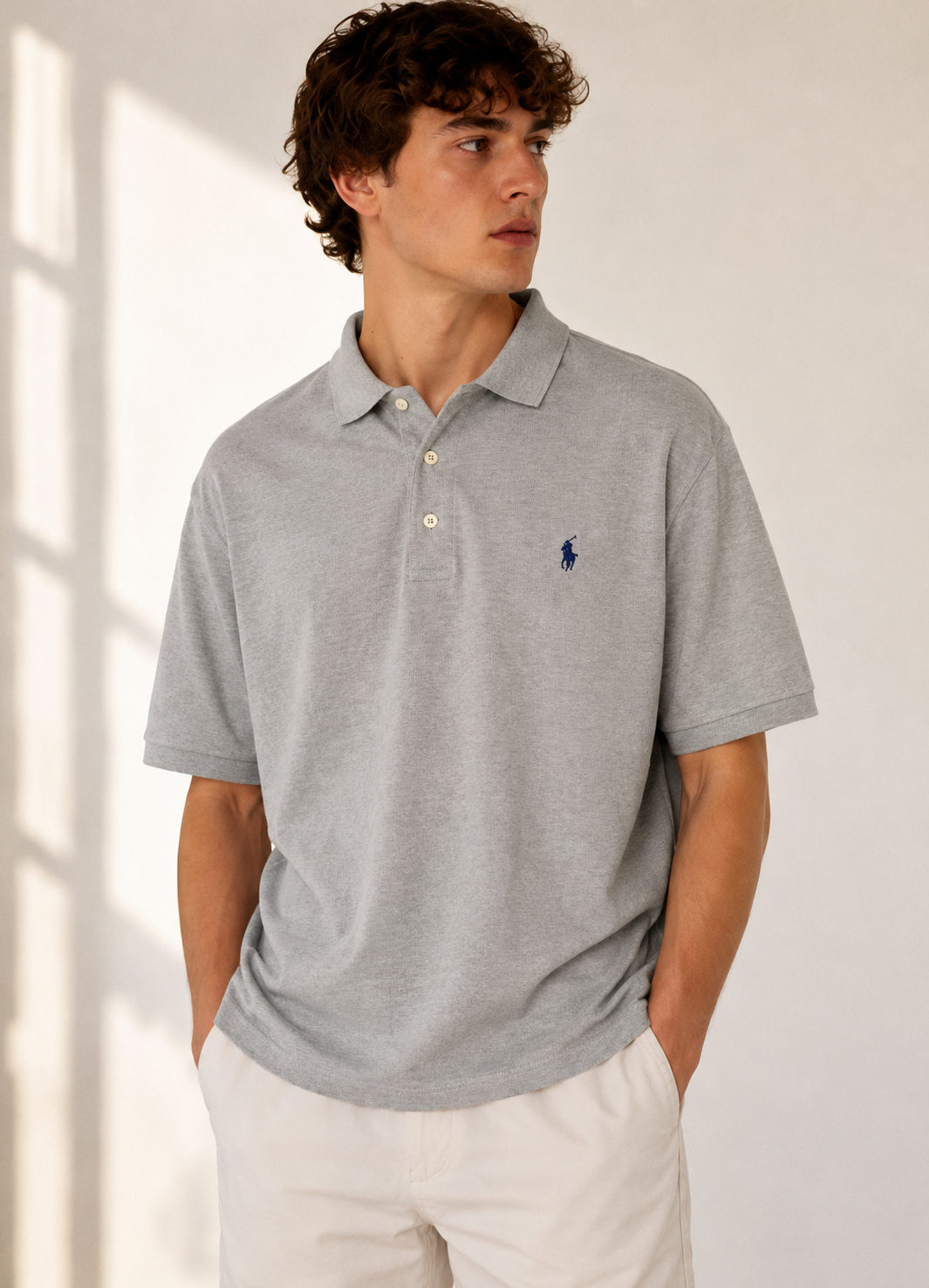 Polo Ralph Lauren Grey Skinny Fit Polo Shirt Size L