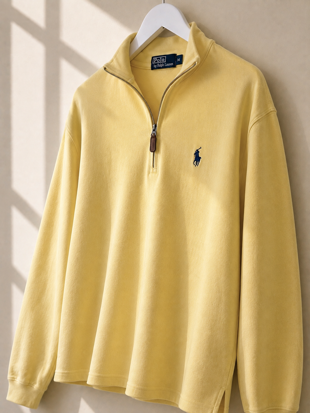 Polo Ralph Lauren Quarter Zip Jumper Light Yellow Size XL