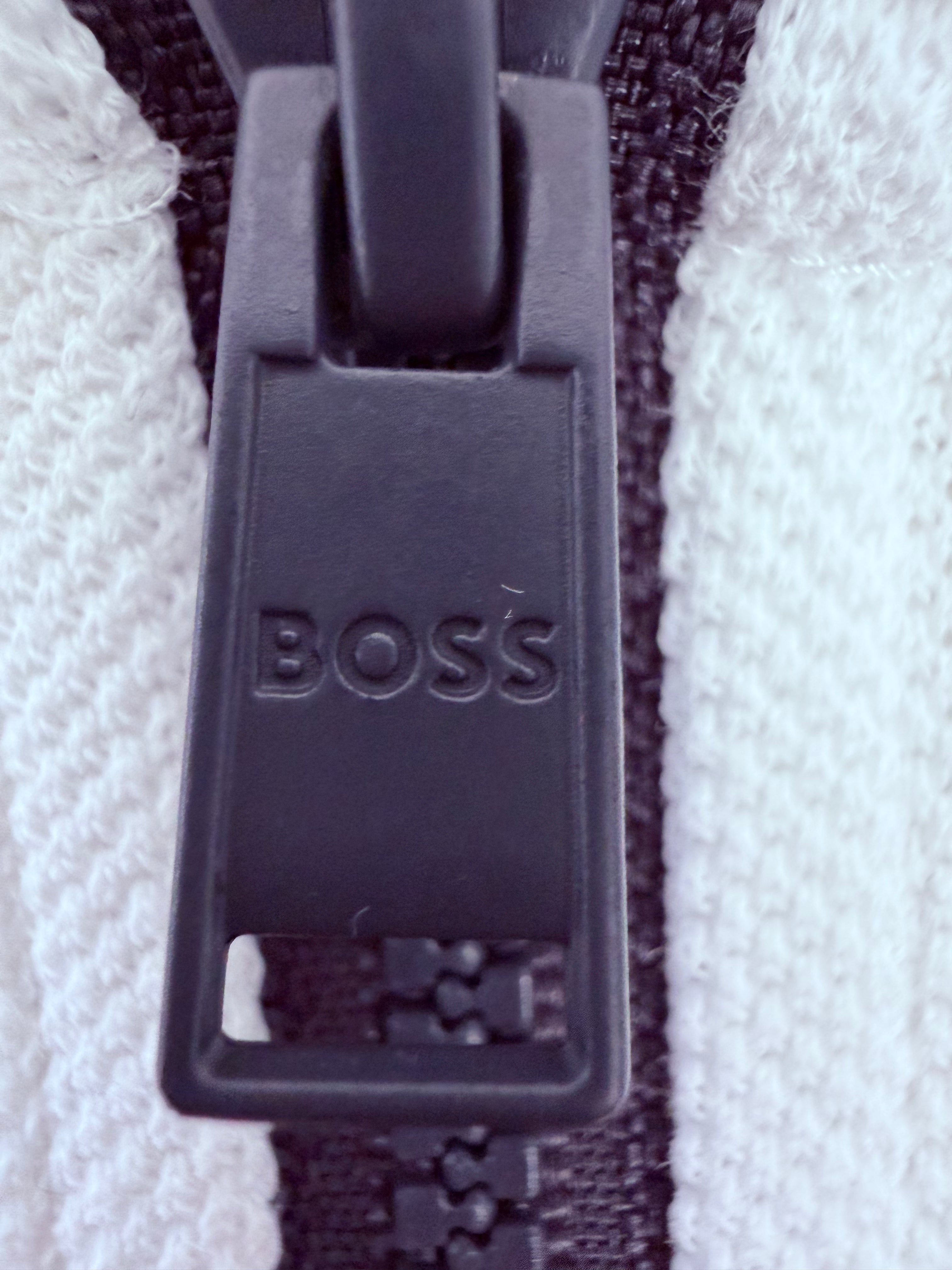 BOSS White Zip Polo Shirt Size L