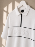 BOSS White Zip Polo Shirt Size L