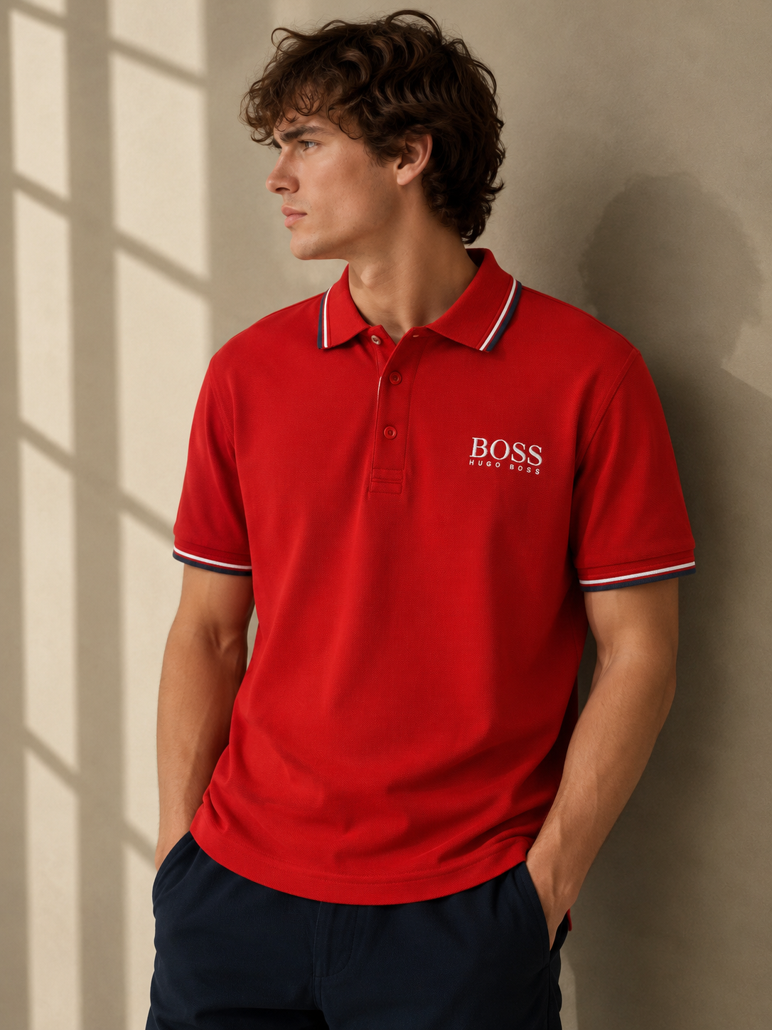 BOSS Hugo Boss Red Modern Fit Polo Shirt Size M