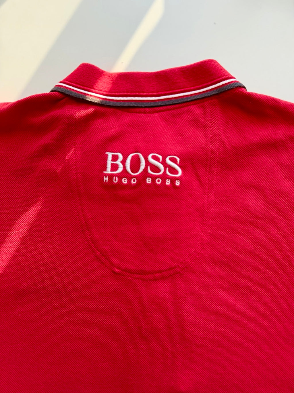 BOSS Hugo Boss red polo shirt back logo detail