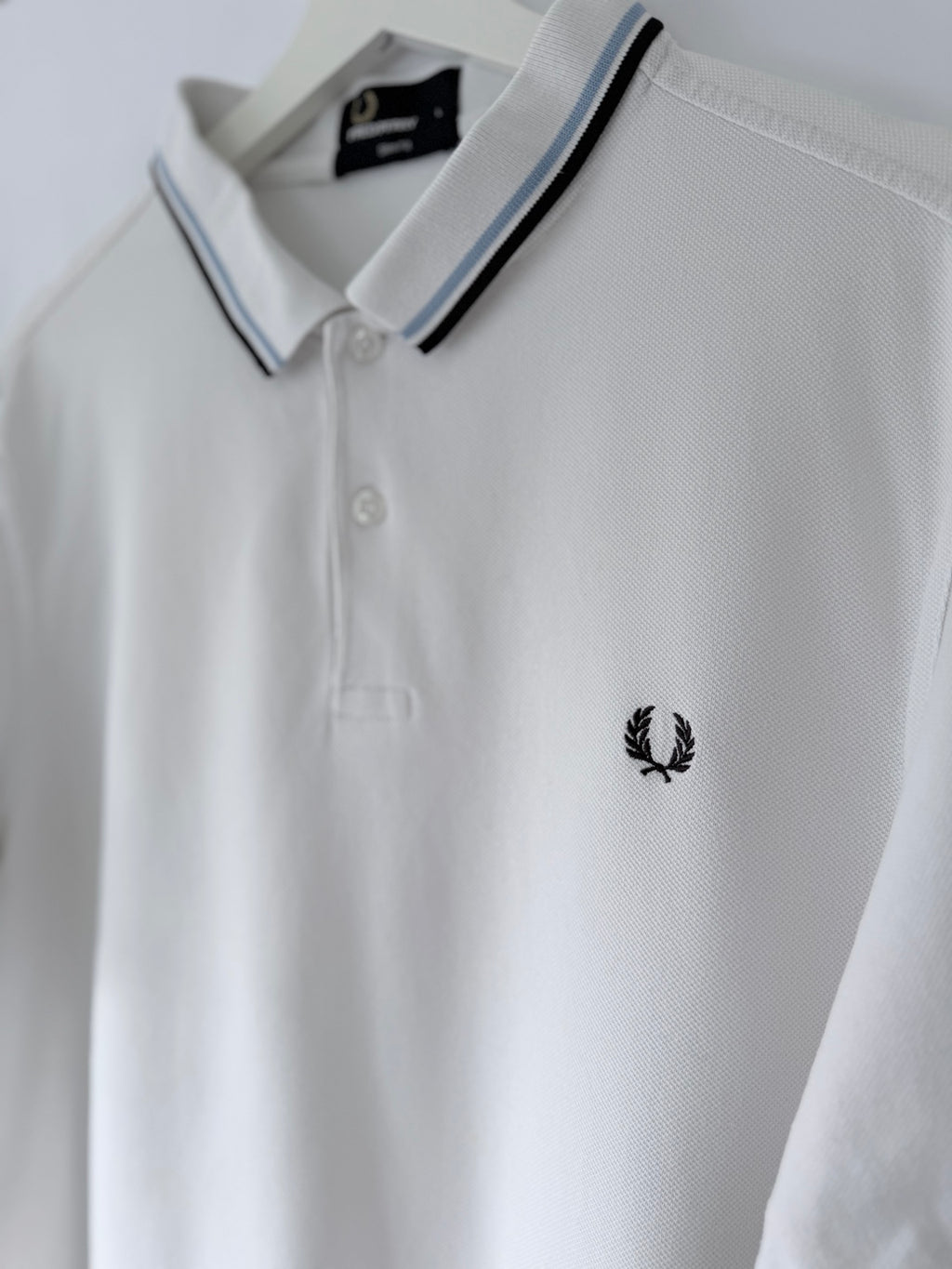 Fred Perry white slim fit polo shirt detail