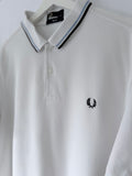 Fred Perry white slim fit polo shirt detail