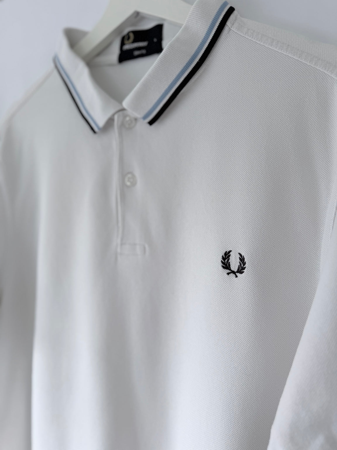 Fred Perry white slim fit polo shirt detail