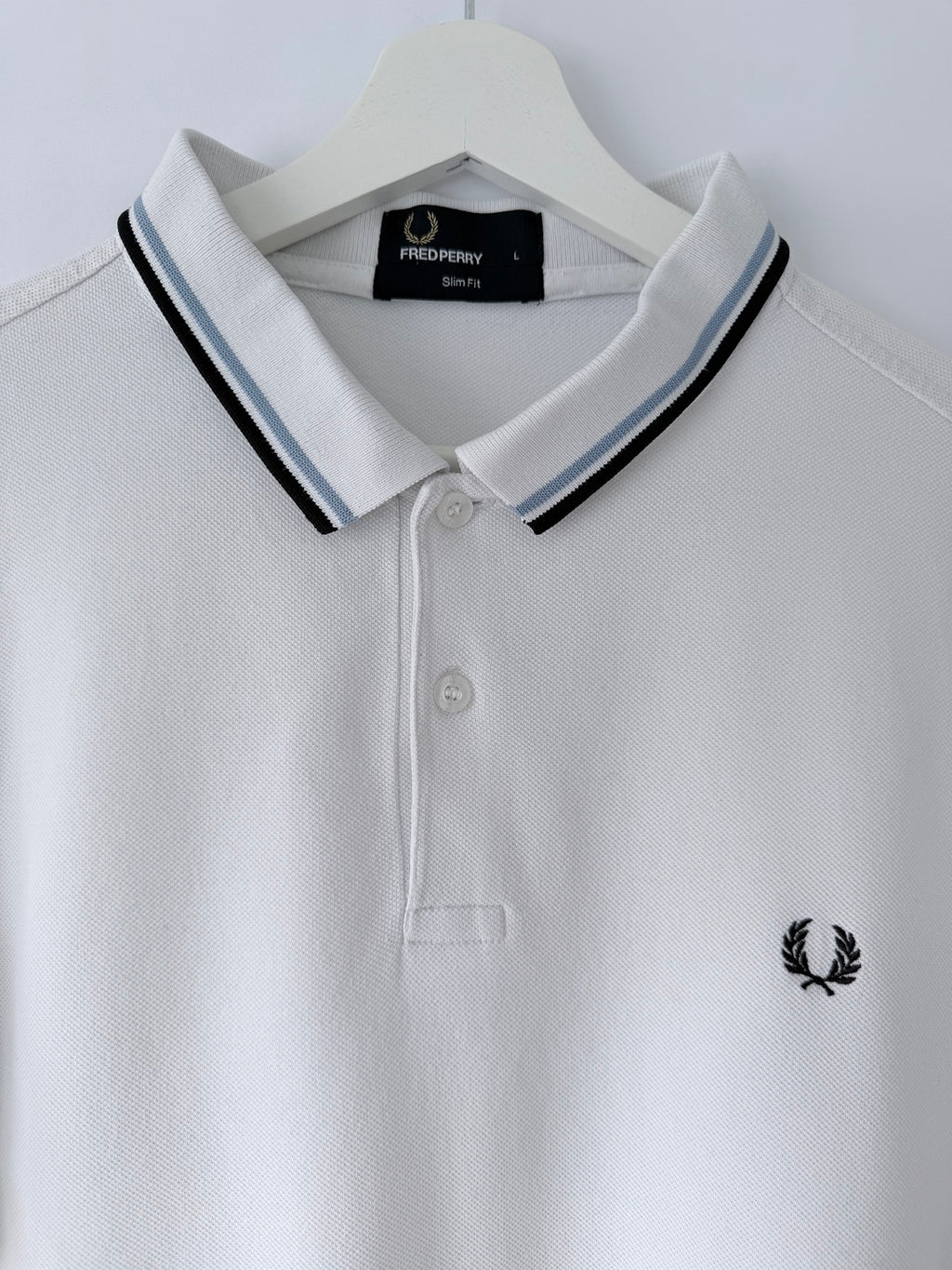 Fred Perry white slim fit polo shirt front
