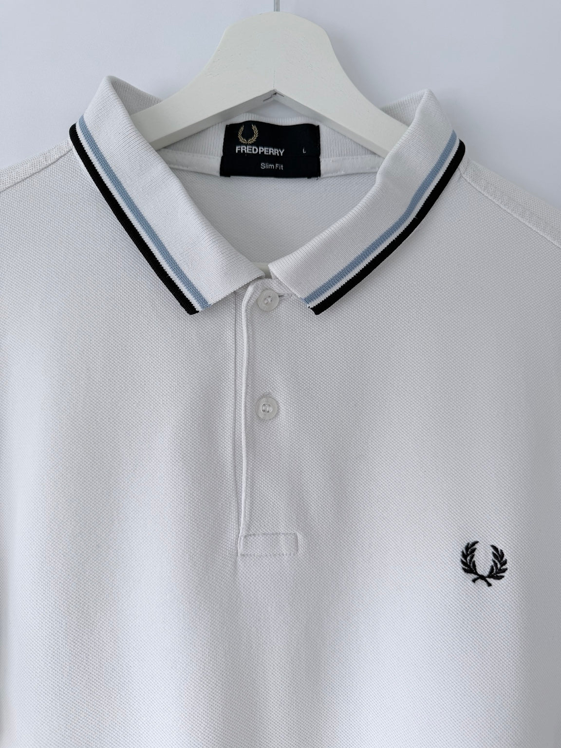 Fred Perry white slim fit polo shirt front