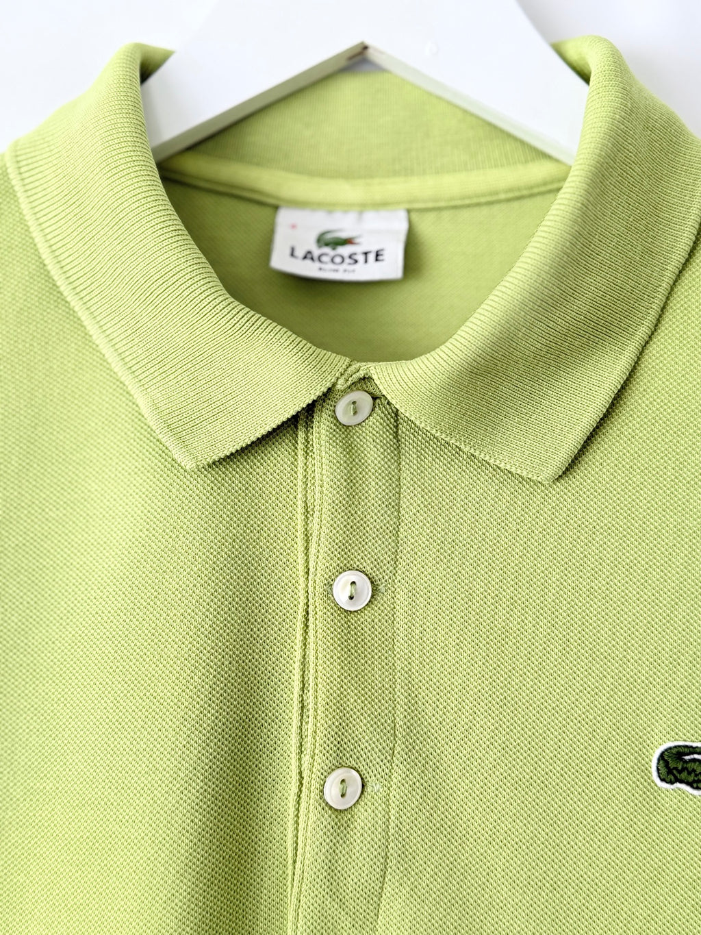 Lacoste green slim fit polo shirt detail