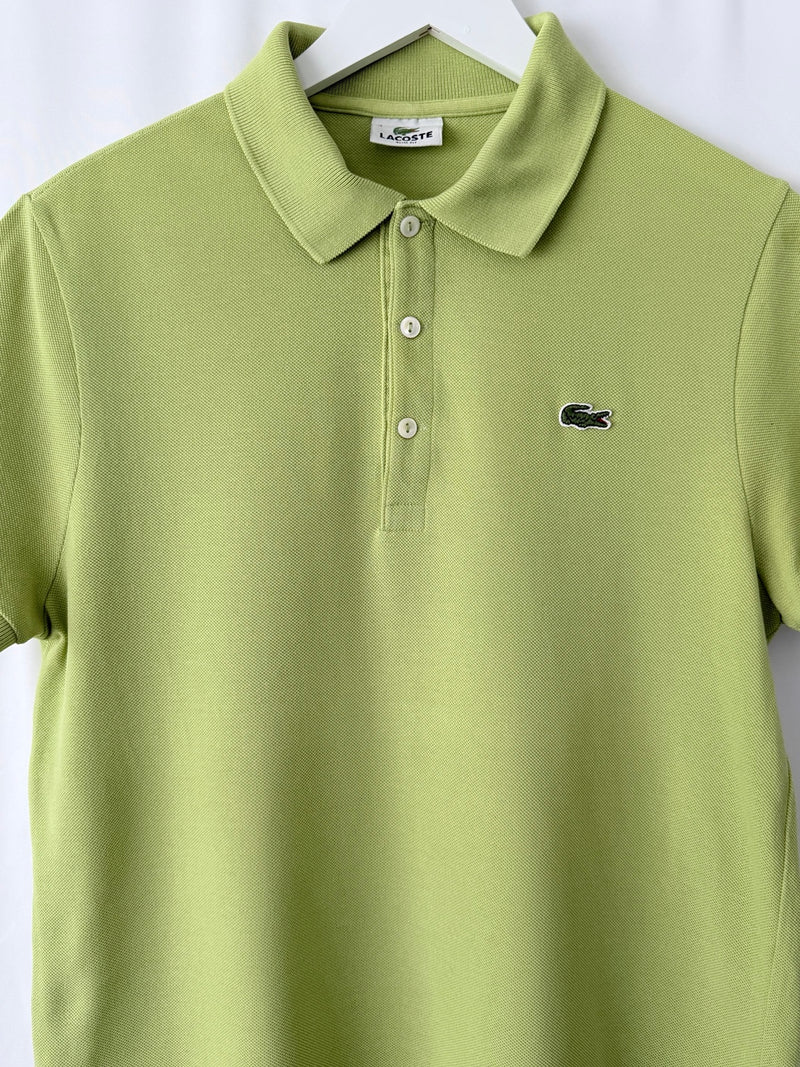 Lacoste green slim fit polo shirt front detail