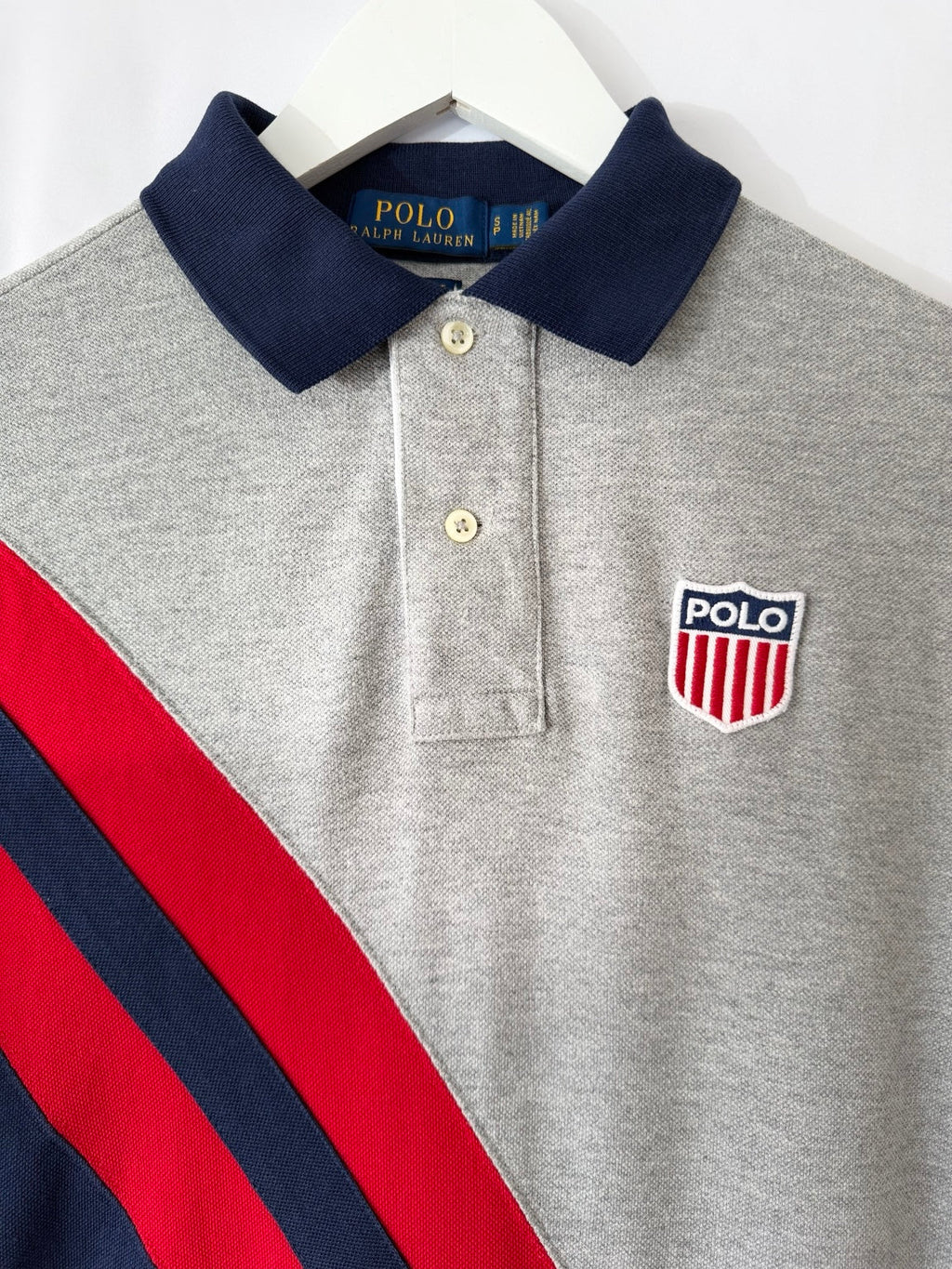 Polo Ralph Lauren grey polo shirt front view