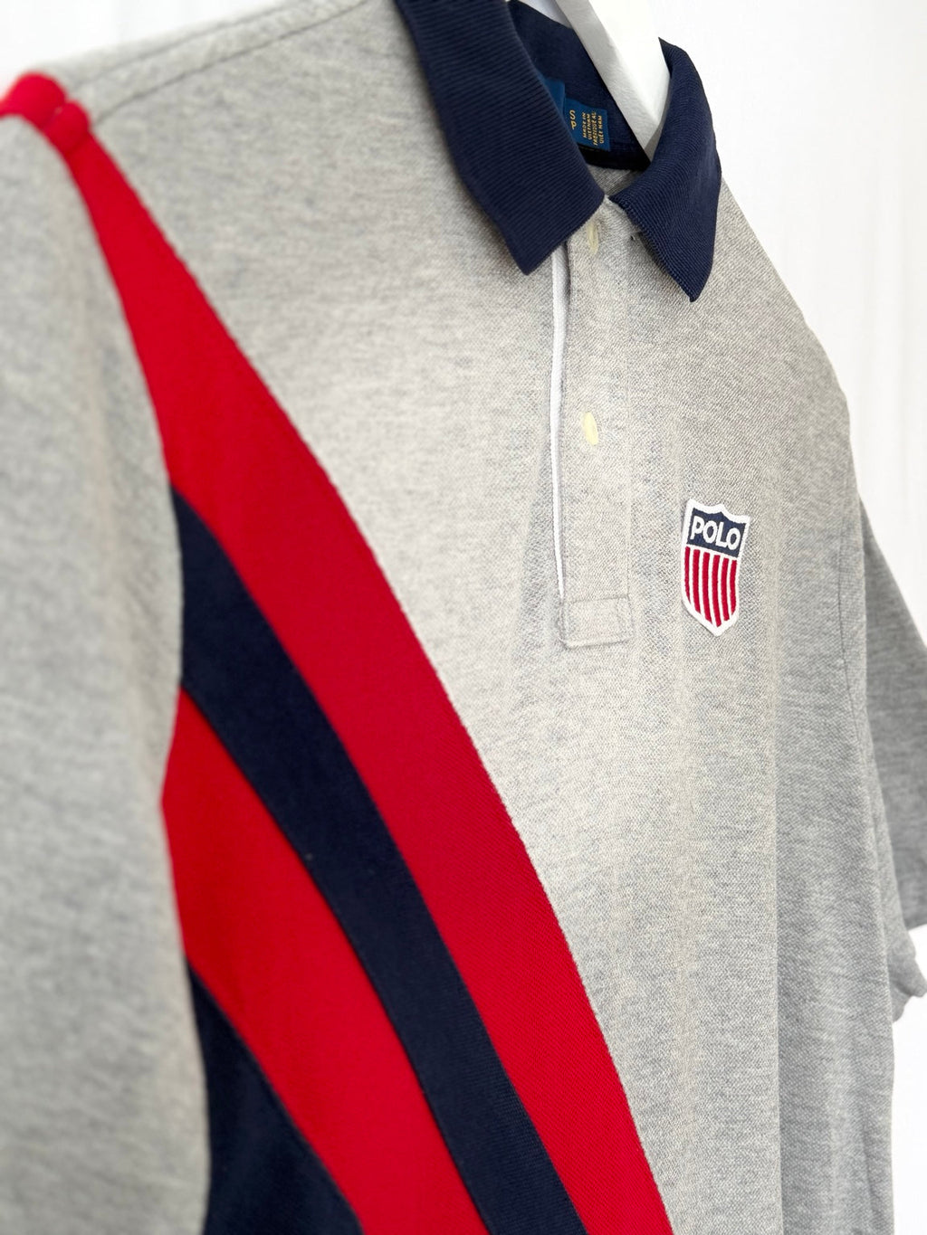 Polo Ralph Lauren grey polo shirt side stripe detail