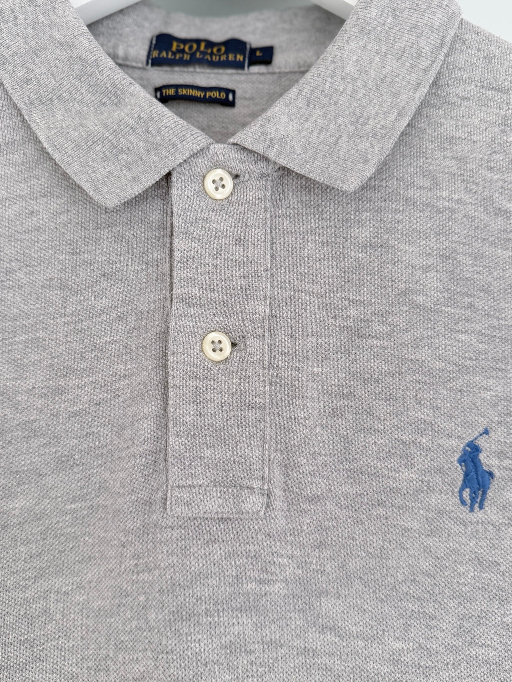 Polo Ralph Lauren grey Skinny Polo shirt collar and logo detail