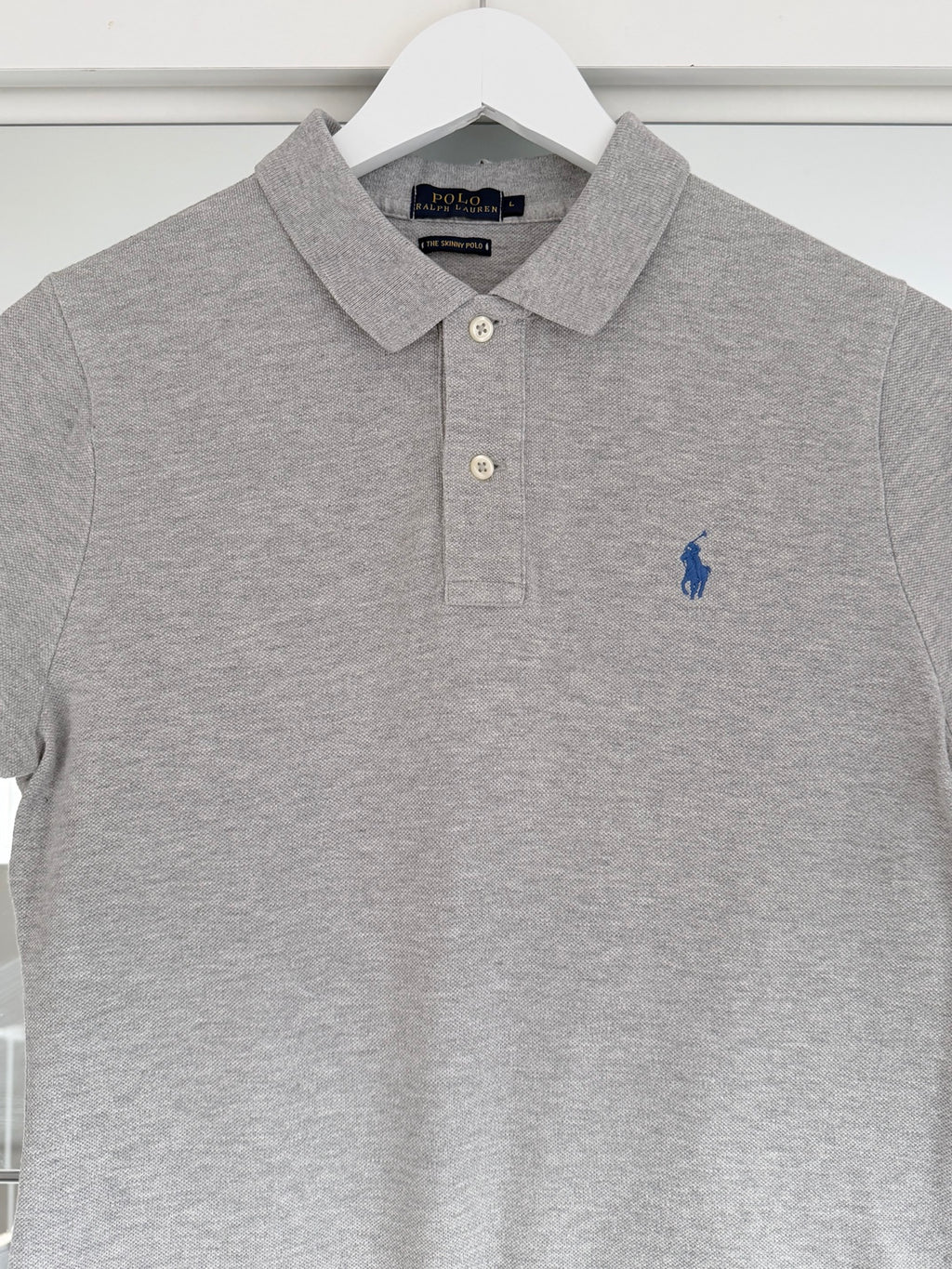 Polo Ralph Lauren grey Skinny Polo shirt size L front