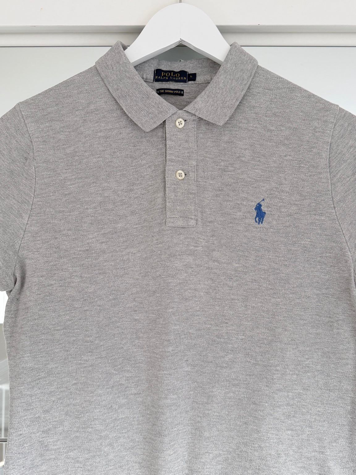 Polo Ralph Lauren grey Skinny Polo shirt size L front