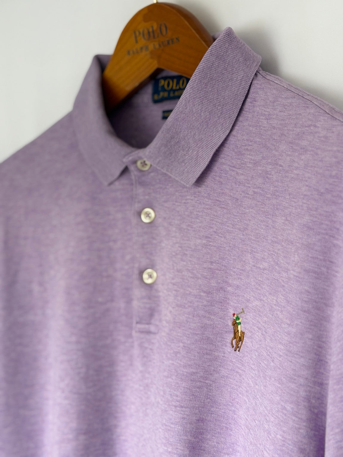 Polo Ralph Lauren purple polo shirt collar detail