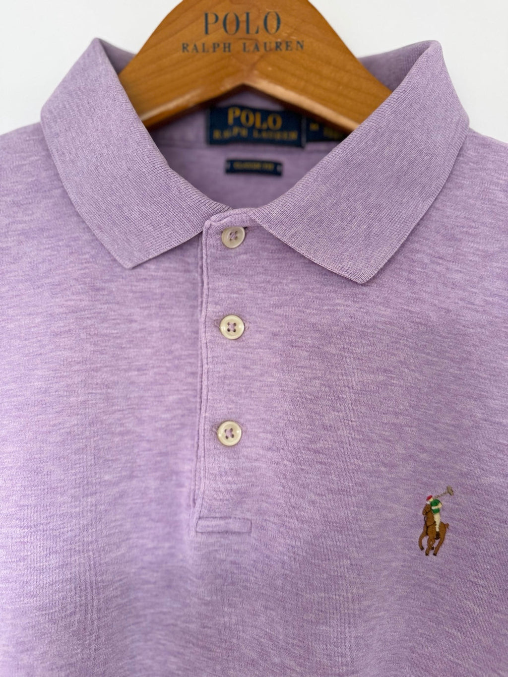 Polo Ralph Lauren purple polo shirt chest detail
