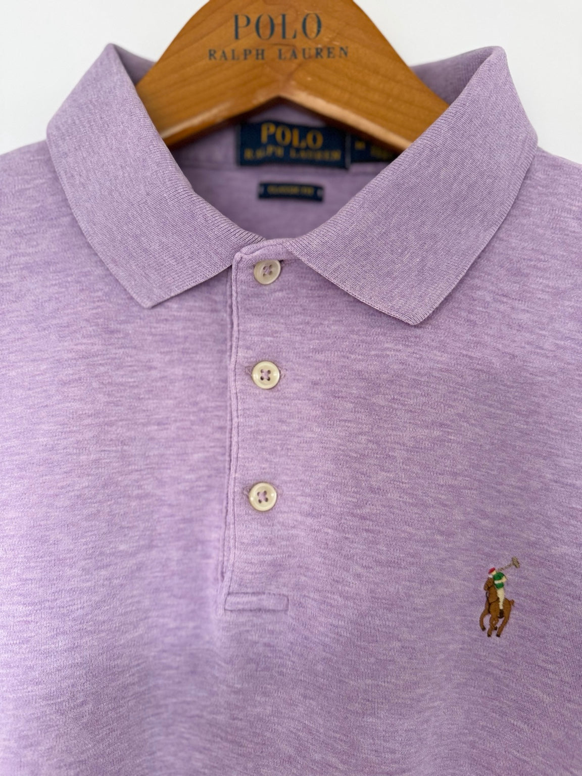 Polo Ralph Lauren purple polo shirt chest detail
