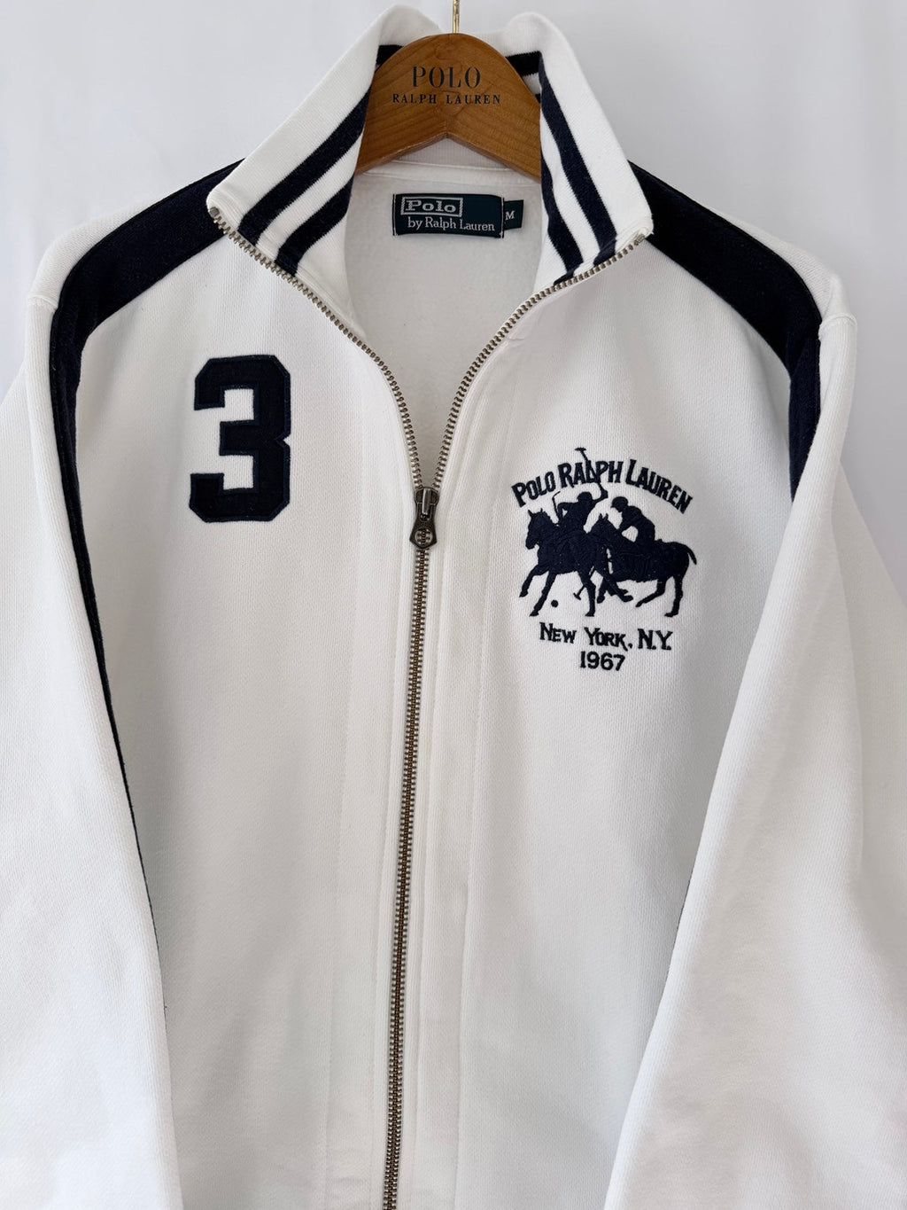 Polo Ralph Lauren white navy track jacket front