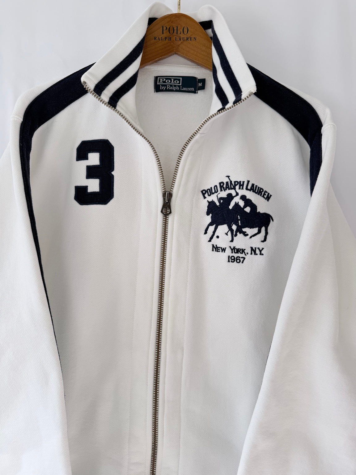Polo Ralph Lauren white navy track jacket front