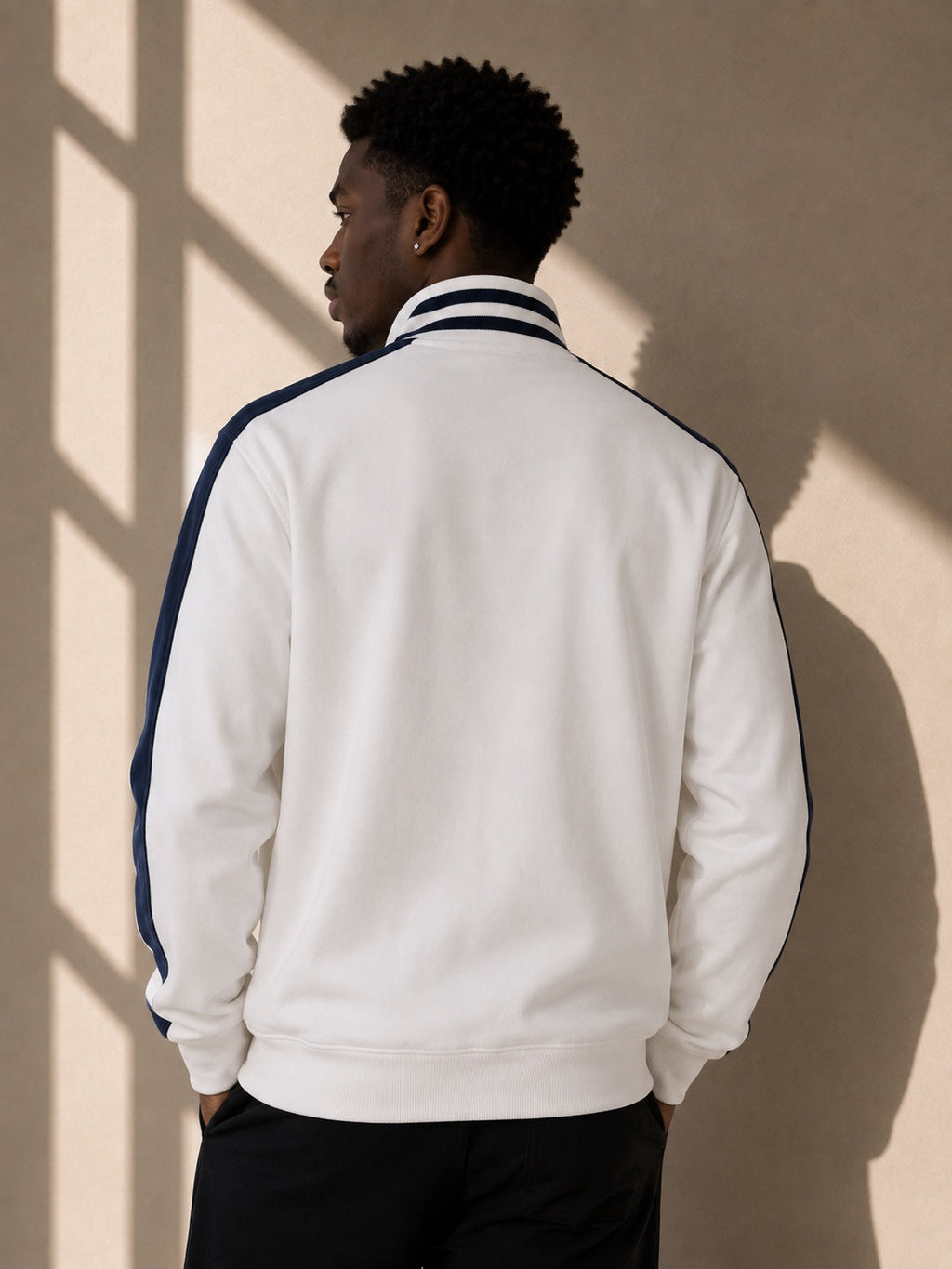 Polo Ralph Lauren white navy track jacket model back