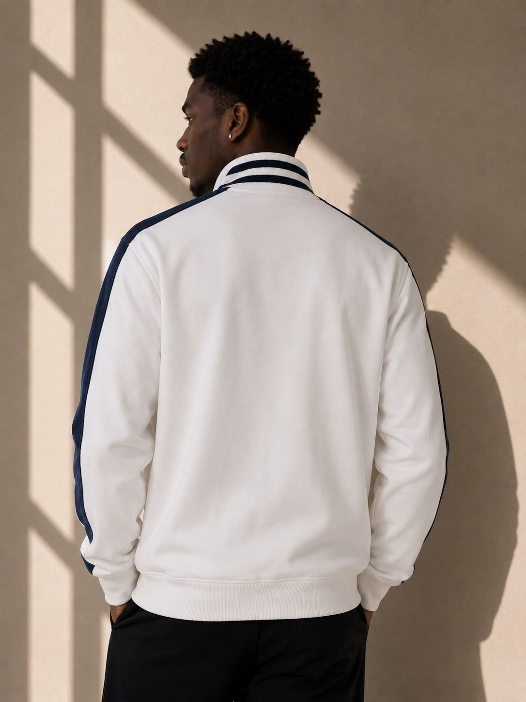 Polo Ralph Lauren white navy track jacket model back