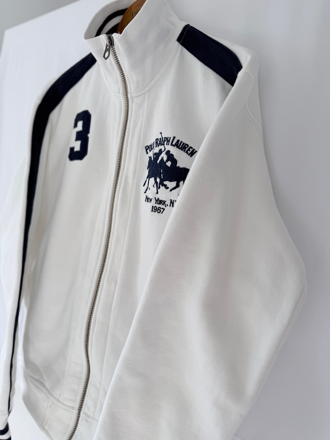Polo Ralph Lauren white navy track jacket side detail