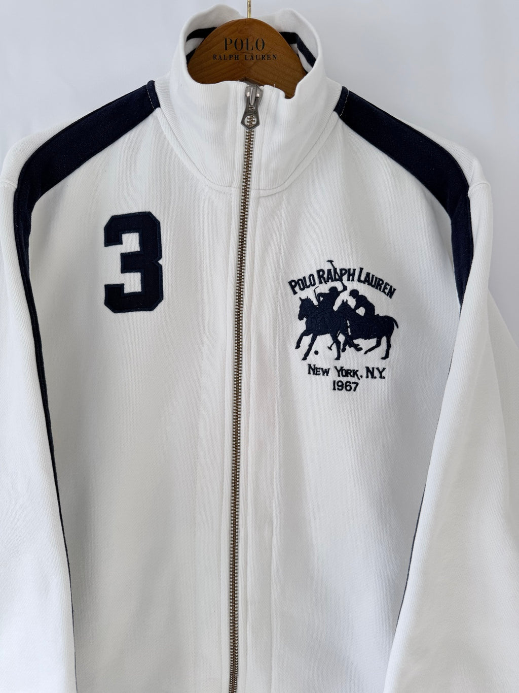 Polo Ralph Lauren white navy track jacket zipped front