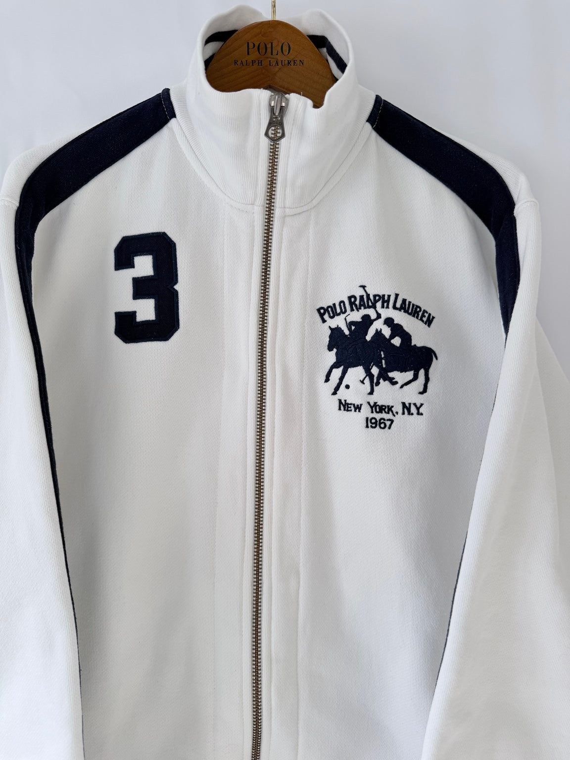 Polo Ralph Lauren white navy track jacket zipped front