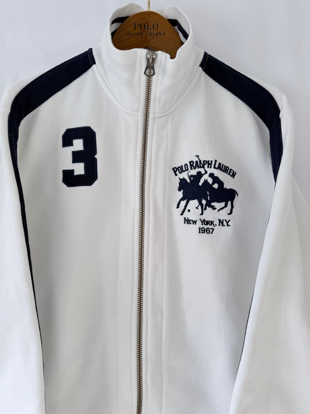 Polo Ralph Lauren white navy track jacket zipped front