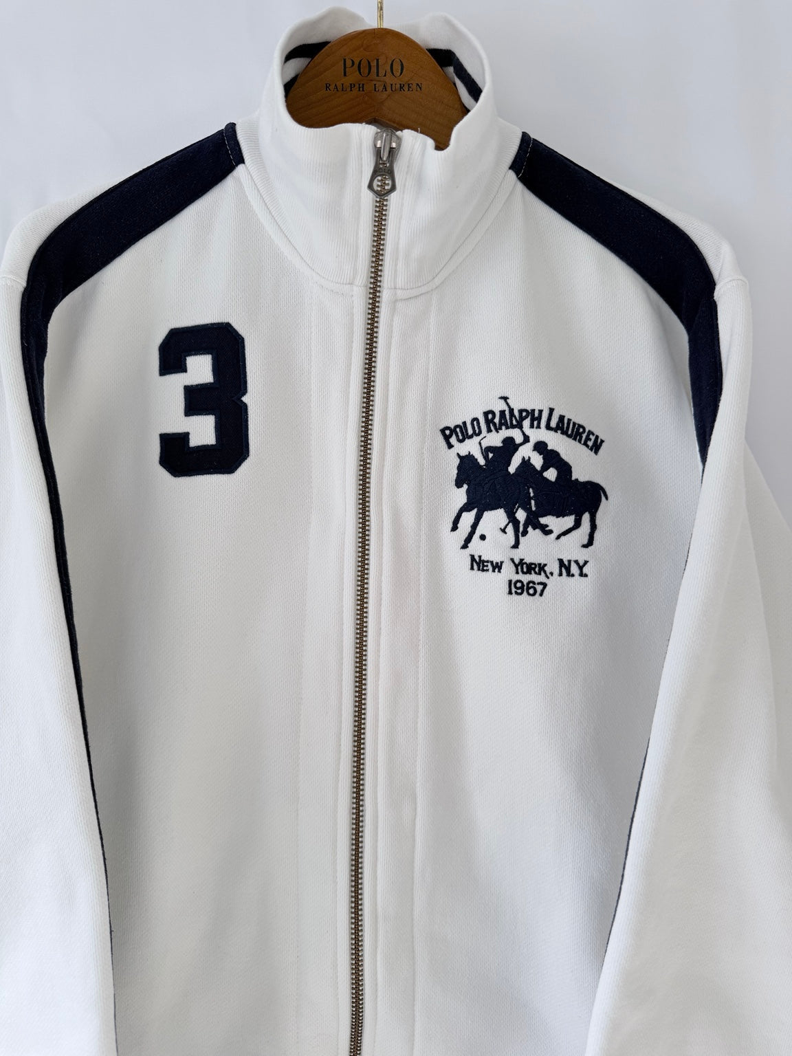 Polo Ralph Lauren white navy track jacket zipped front