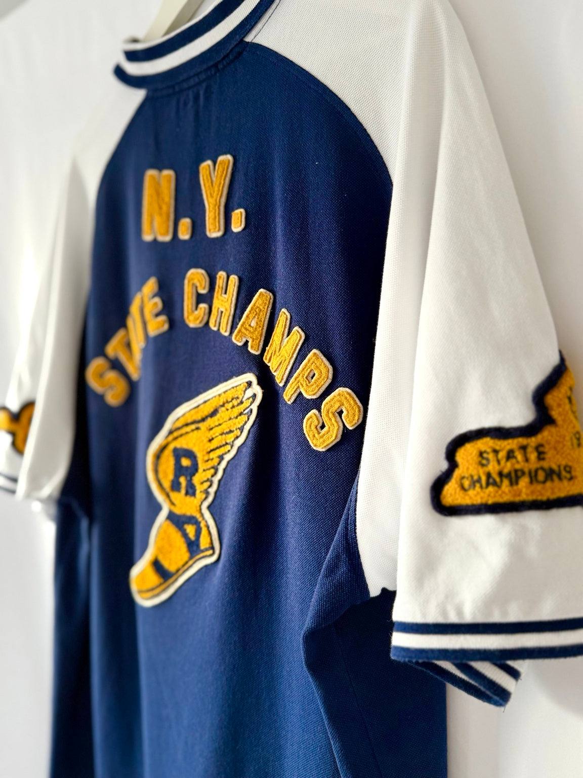 Polo Ralph Lauren varsity polo back and sleeve patch angle
