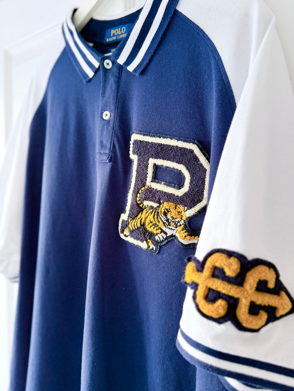 Polo Ralph Lauren varsity polo chest and sleeve patch detail