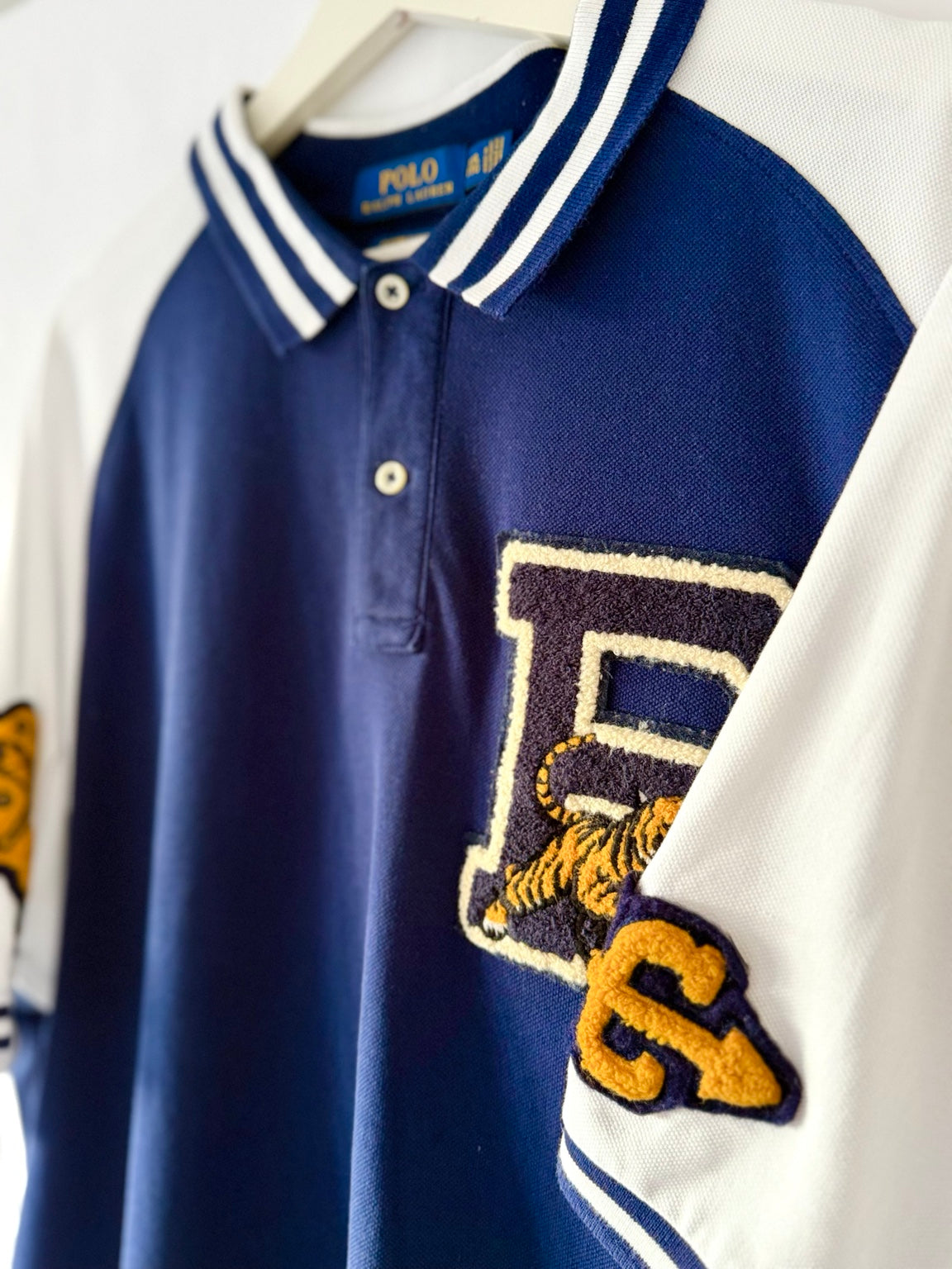 Polo Ralph Lauren varsity polo chest and sleeve side detail